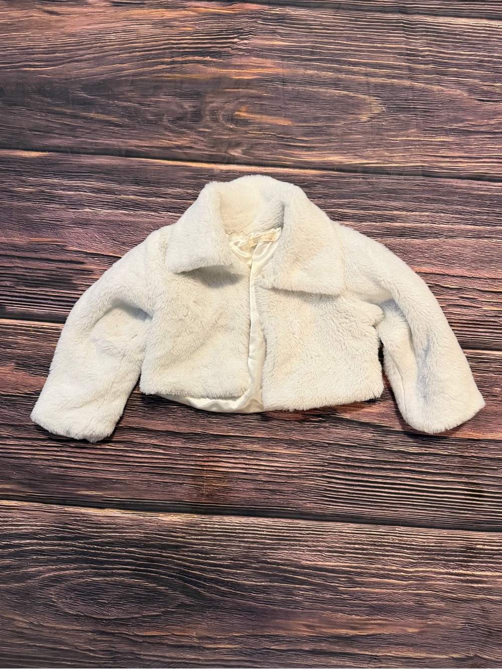 4T Girls White Faux Fur Bolero Jacket